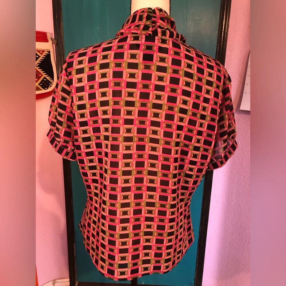 Vintage Art Deco Lavalliere Blouse Size L 🖤 - Picture 3 of 16